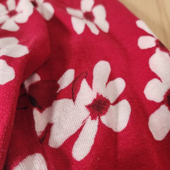 Carolina Herrera Red White Floral Cardigan Feminine Faux Pearl Buttons Silk XS - Picture 9 of 12